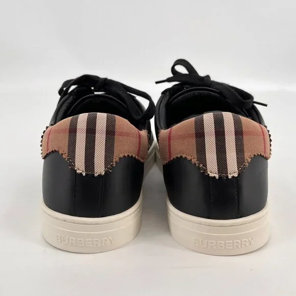 Burberry Men's Robin Vintage Check Panel Leather Low-Top Sneakers US10
